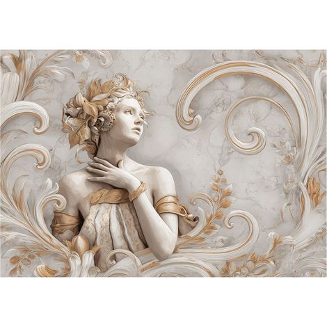 Papier peint mural femme abstrait or intissé grand format design intérieur salon chambre pas cher 200x140 cm (1/5)