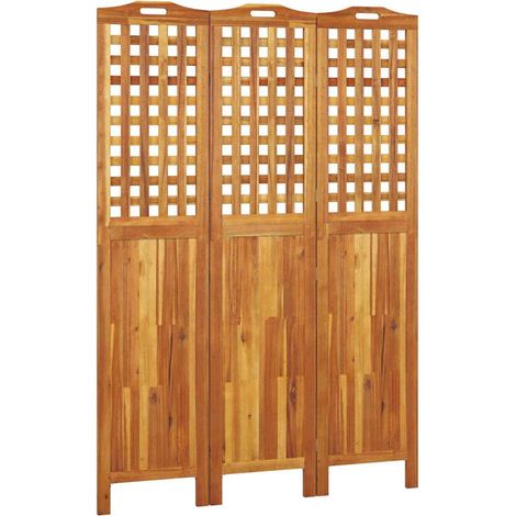 Paravent Cloison de séparation 3 panneaux, Pour Jardin, Balcon, Terrasse 121,5x2x180 cm Bois d'acacia OIB4008E (1/5)