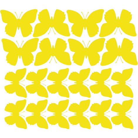 Pegatinas de pared de mariposas grandes, 20 unidades, color amarillo brillante.