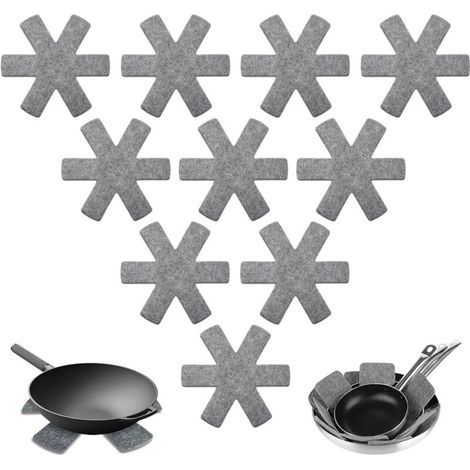 Protection Casseroles et Protège-Poêle, 10 Pièces Protege Poele Feutrine, Résistant à la Chaleur et Antidérapant Protection poele et Casserole, pour Éviter Les Rayures (1/4)