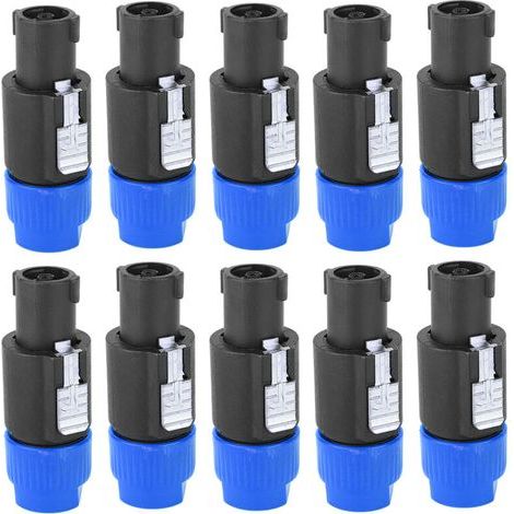 10 Stück C-NL4FC Speakon-Audio-Lautsprecherstecker, wasserdichter Steckerkabelstecker, 4-poliger Audio-/Video-Stecker (blau) (1/5)