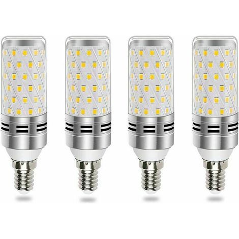 E14 LED 16W cool white bulb - Equivalent to a 100W to 120W halogen bulb, emitting 1600LM with 360° light, suitable for chandeliers, wall lights and bedside lamps, pack of 4, non-dimmable. (1/4)