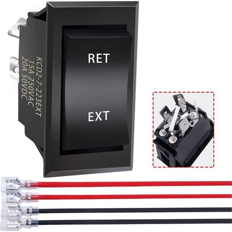 Interrupteur inverseur de polarité 12 V, 3 positions, momentané, commande de moteur CC, DPDT 4 broches (ON)-Off-(ON), 20 A, pour caravane à sellette KCD2-7-223-4P-X (1/5)