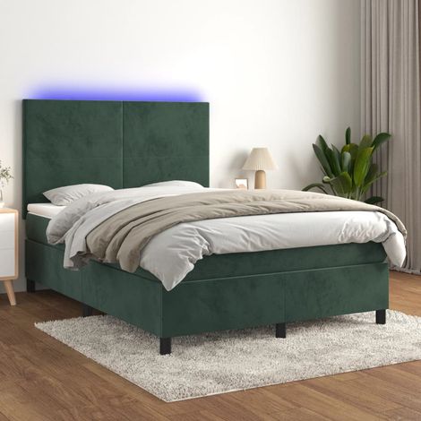 Boxspringbett mit Matratze & LED Dunkelgrün 140x190 cm Samt vidaXL (1/5)