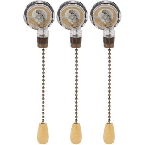 3Pcs Interrupteur à tirette pour ventilateur de plafond, Remplacement anti-corrosion, Commande de lumière à chaîne 250V 3A 125V 6A (1/5)