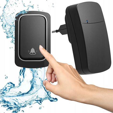 Kabelloses Türklingel-Set, wasserdichte Außentürklingel, mit batteriebetriebenem Empfänger und Sender, 38 Klingeltönen, 4-stufiger Lautstärkeregelung. (1/4)