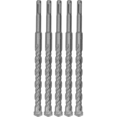 Mèches à percussion avec pointe en carbure, marteau rotatif à 2 cannelures en spirale pour brique et béton 210mm 16mm/0,63 pouces, 5 pièces