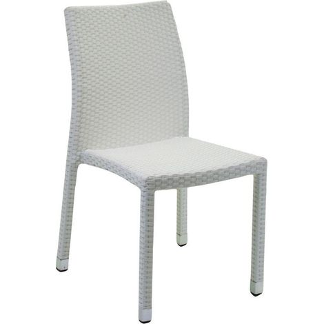 Polyrattan-Stuhl in Eisweiß cm 61 x 47 x 88h