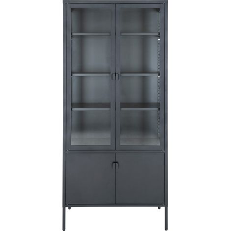 MAINE-Vitrine 4 portes vitrées acier noir 80x180 cm (1/4)