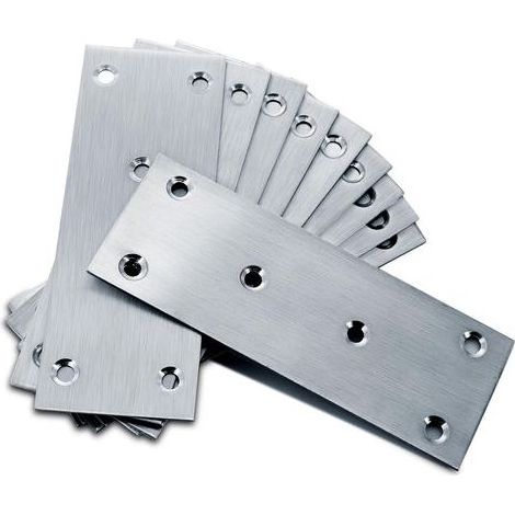 Lot de 10 supports plats pour bois, 128 × 48 × 1,70 mm, plaques de jonction plates, support de traverse robuste, plaques de réparation en acier inoxydable pour connecteur, supports métalliques (1/5)