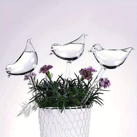 Arrosoir automatique 3 pièces - arrosoir paresseux - arrosoir de voyage - arrosoir pour plantes - arrosoir pour fleurs - oiseau en verre imitation (1/4)