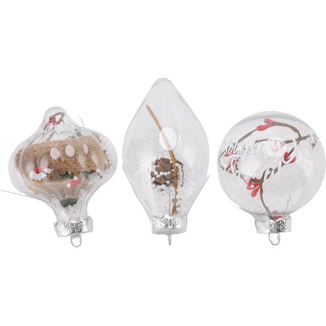 12 Stück Weihnachtskugeln, transparent, bruchsicher, umweltfreundlich, aus PET, blasgeformt, für Dekoration und Partys 6166 (1/5)
