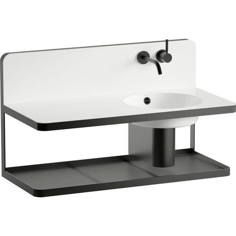 LAUFEN STEEL19 Plan de toilette, suspendu, tablette à gauche, (1/2)