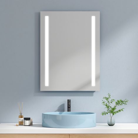 EMKE Espejo baño con luz LED Espejo de baño, espejo de baño verticales, 60x80 cm, iluminación Blanca Fria 6500K (1/4)