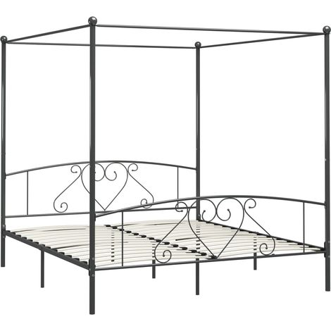 Himmelbett-Gestell Grau Metall 200 x 200 cm vidaXL