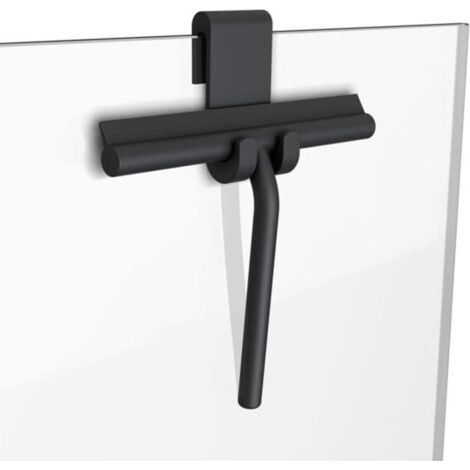 Grattoir de douche, essuie-glace, grattoir de nettoyage de vitres avec crochet, noir