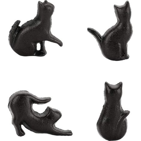 Lot de 4 boutons de tiroir en fer en forme de chat pour armoire, cuisine, armoire, placard, décoration de la maison