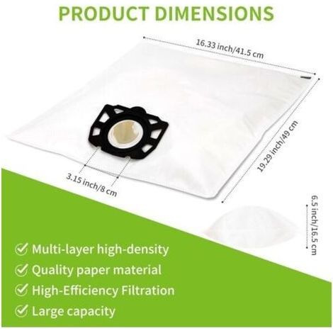 10 sacs pour aspirateur Karcher WD4 WD5 WD6 MV4 MV5 MV6 (W) (1/5)