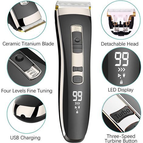 Tondeuse Cheveux Hommes Professionnelle sans Fil Tondeuse Barbe Rechargeable Coffret pour Hommes Famille (1/5)
