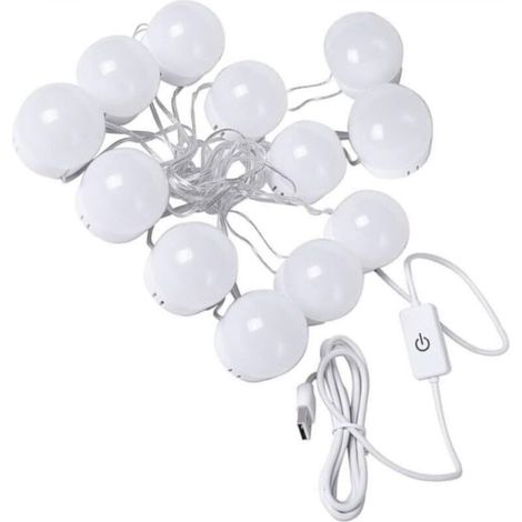 1 jeu d'ampoules devant le miroir, lumière LED pour miroir de maquillage, lumières LED pour miroir, ampoule USB, ampoule LED pour miroir de maquillage, coiffeuse, spot blanc (1/5)