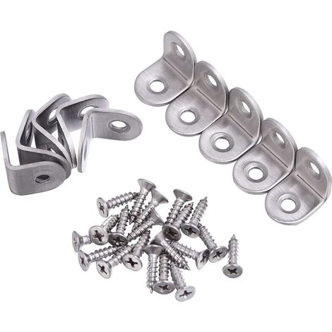 Lot de 10 renforts d'angle 20 x 20 mm et 20 équerres de fixation à vis pour tables et chaises
