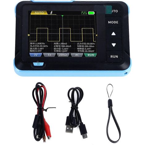 Oscilloscope et générateur de signaux 2 en 1, bande passante de 1 MHz, 14 formes d'onde, écran de 2,8 pouces, entrée numérique multifonction
