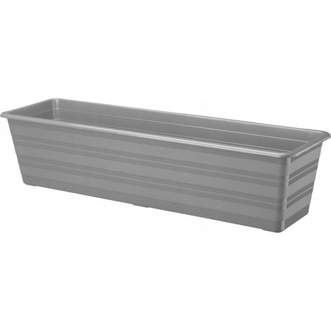 Vaso da balcone in plastica, lungo, 60 cm, grigio, per fiori ed erbe aromatiche, 1 pz. Draco