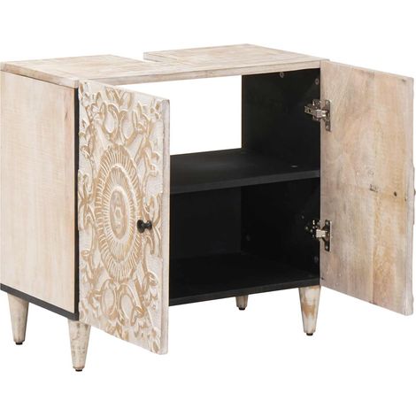Maison Exclusive - Armadio per Lavabo da Bagno con porta Bianco 62 x 33 x 58 cm (1/5)