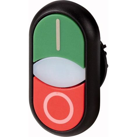 Bouton-poussoir double +voyant lumineux plat blanc blanc noir 000284819 EATON M22S-DDLF---
