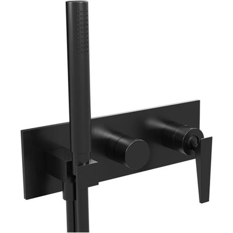 Facade bain douche mitigeur encastré 2 sorties Chromé Noir Brossé FRACTAL - CRISTINA ONDYNA FT60275 (1/2)