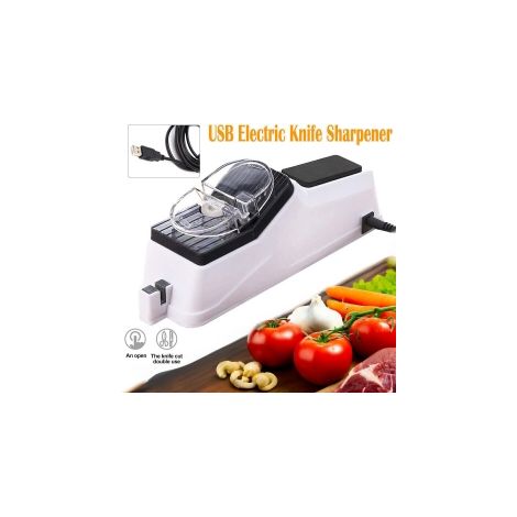 Ortviai – Aiguiseur électrique 2 en 1 couteaux et ciseaux – affûtage deux faces, alimentation USB, commande une touche – compatible couteaux de cuisine, éplucheurs et ciseaux (1/5)