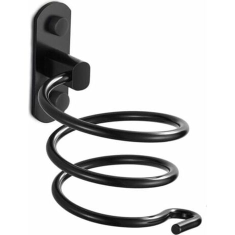 Porte Sèche Cheveux Support de Sèche Cheveux Mural en Aluminium Support de Câble pour Cuisine Salle de Bain Accessoires de Salle de Bain(Noir) (1/4)