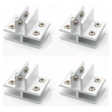 Consoles et taquets pour étagères Lot de 4 pinces en forme de T pour verre sur 3 panneaux latéraux, douches, tables, panneaux de serrage 10-12 mm (1/4)