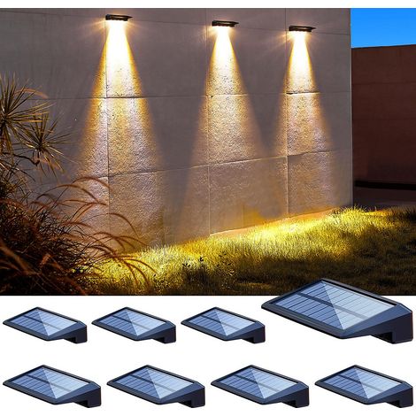 Lampes solaires LED pour clôture ,Lot de 8 appliques solaires étanches (IP65) pour terrasse et mur (1/5)