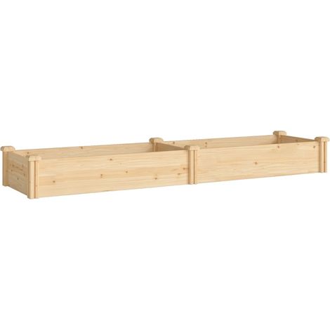Hochbeet de madera con separador y fondo abierto 235 x 66 x 26 cm madera natural (1/3)