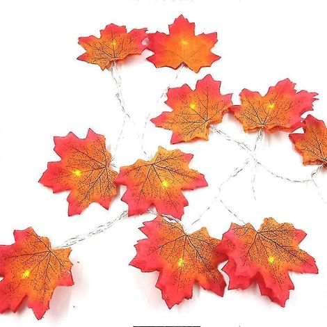 Guirnalda de luces de hadas con hojas de arce otoñales, impermeables, para decoración de Acción de Gracias y Halloween. (1/5)