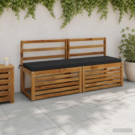 vidaXL Cojín de banco SOEST 100% Poliéster Negro 150 x 40 x 5 cm (1/5)