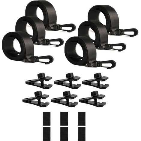 Kit de fixation pour enrouleur de couverture solaire de piscine avec sangles, lot de 6, noir, nylon résistant (1/5)