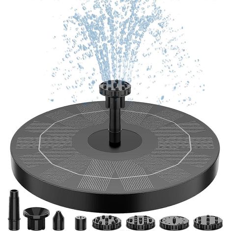 Fontaine solaire flottante d'extérieur 3,5 W, pompe solaire pour bassin et 6 buses, pour bain d'oiseaux, aquarium et fontaine de jardin (1/4)