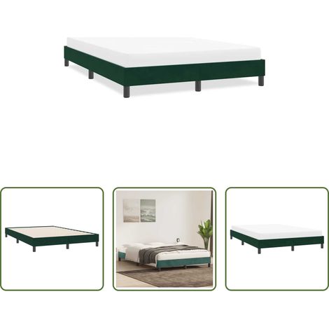 vidaXL Sommier à lattes -  Cadre de lit sans matelas vert foncé 160x220 cm velours (1/5)