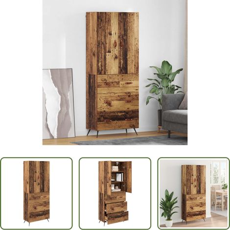 vidaXL Buffet mural - Haut Armoire Bois Ancien 69,5 x 34 x 180 cm Bois d'ingénierie (1/5)