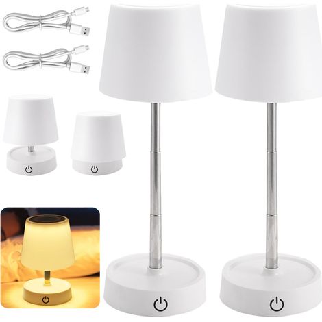 Confezione da 2 lampade da tavolo a LED ricaricabili tramite USB - Lampada da tavolo telescopica touch dimmerabile - Lampada da comodino per comodino, camera da letto, soggiorno [Energia A]