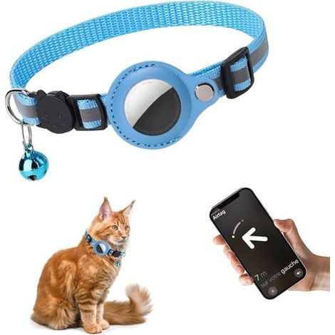 Collier GPS pour chat KCVV avec suivi, collier anti-étranglement pour chatons et chats, collier personnalisable avec nom (1/5)