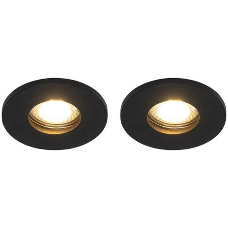 QAZQA Shed Spot encastré - set de 2 - 8,5x8,5cm - IP54 - rond - noir mat (1/5)