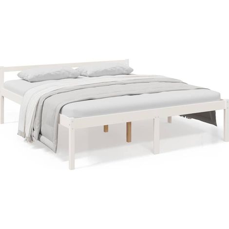Maison Exclusive - Seniorenbett Weiß 200x200 cm Massivholz Kiefer (1/5)