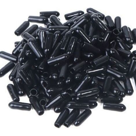 100 pièces embouts, embouts en caoutchouc, couvercle de sécurité protecteur de filetage de vis à boulon noir (3,5 mm) (1/3)