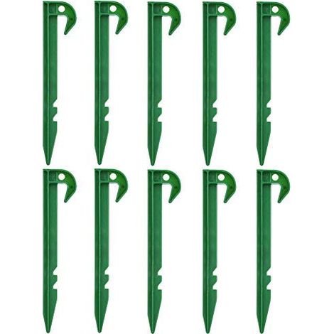 Lot de 10 piquets en plastique pour fixation du filet de l'ombre de la pelouse du jardin à terre. (1/5)