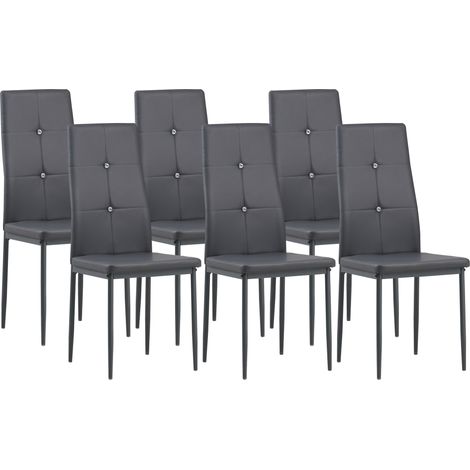 Albatros Esszimmerstühle DIAMOND 6er Set, Grau - Edler Diamant-Look, Polsterstuhl mit Kunstleder-Bezug, Modernes Stilvolles Design am Esstisch Küchenstuhl oder hoher Belastbarkeit Esszimmer