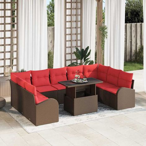 Set Divano da Giardino con cuscino 10 pcs Marrone Poly Rattan vidaXL (1/5)