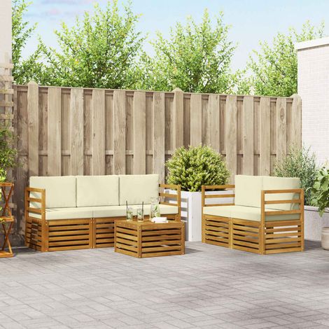 Sofagarnituren 6 pcs Natur und Creme Massivholz Akazie (1/5)